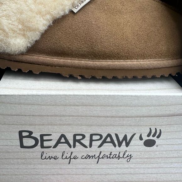 NWT Bearpaw Women's Fiona II Shearling Suede Slippers Hickory II Size 11 - Picture 2 of 6